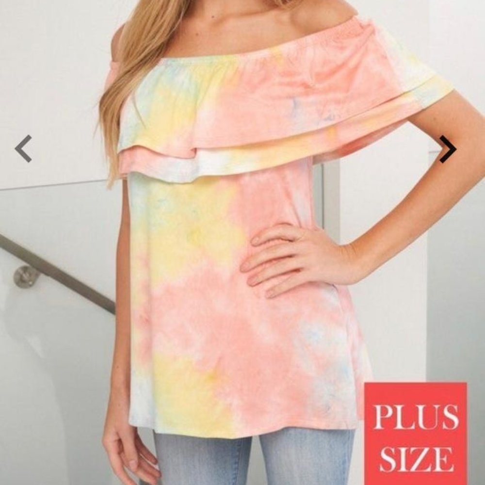 White Birch Off Shoulder Tie Dye Top NWT